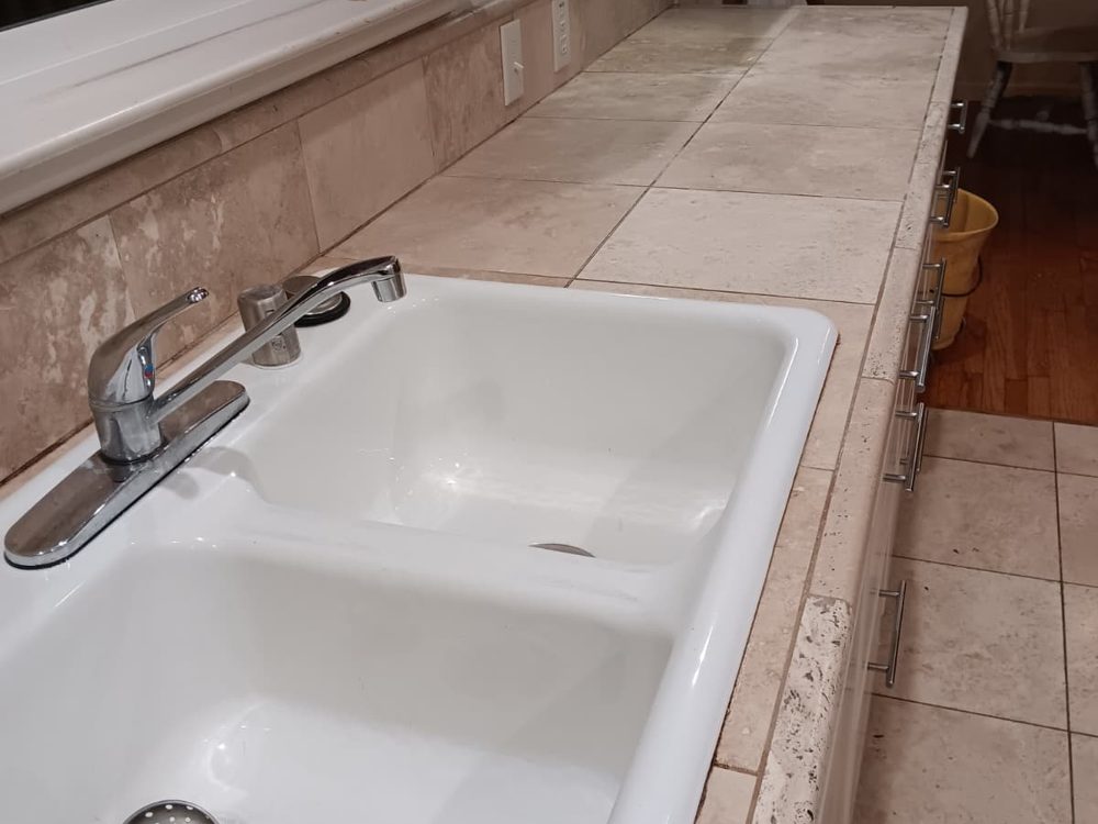 Kitchen counter and sink after cleaning